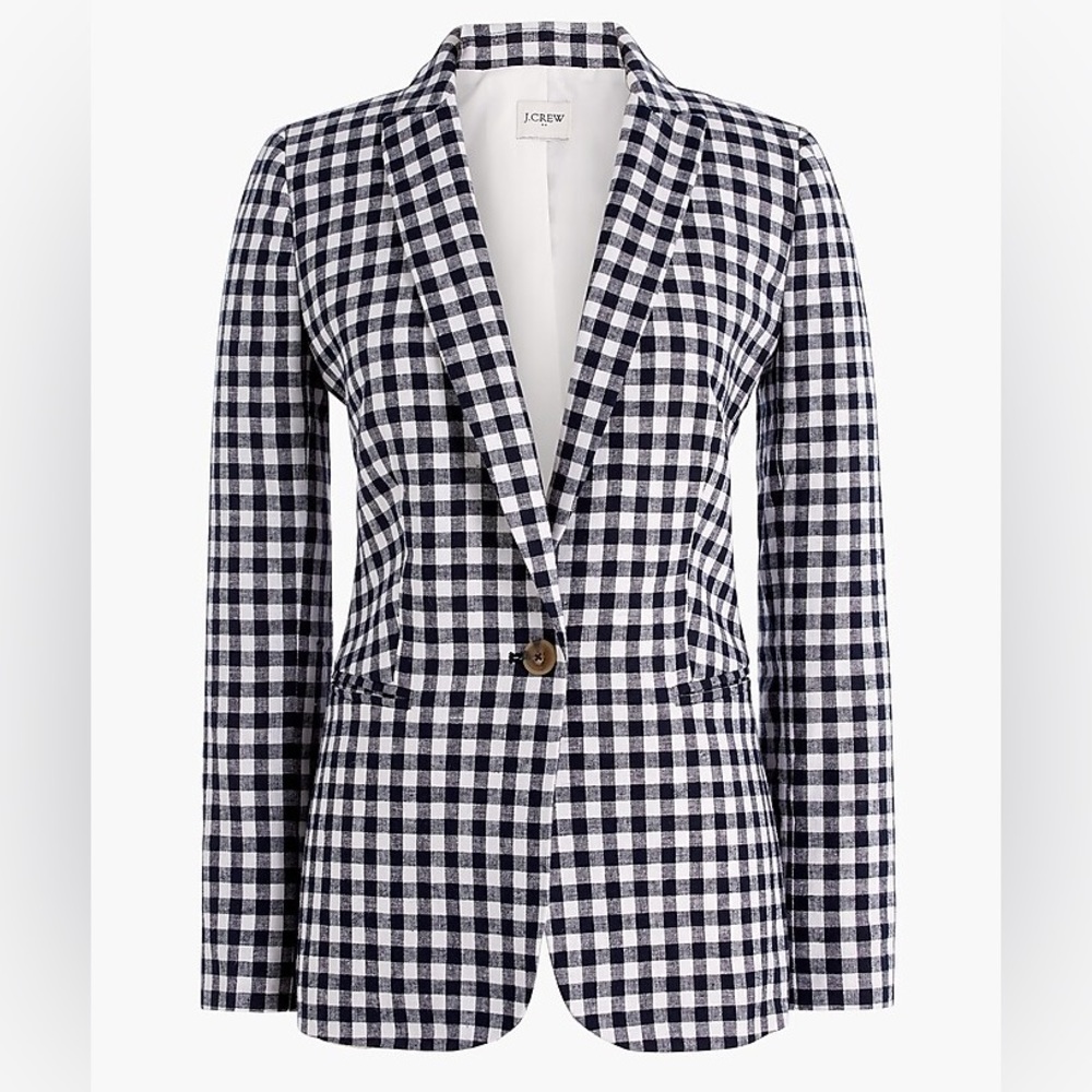 NWT J. Crew Factory Gingham Cotton-Linen Holland Blazer Size 0